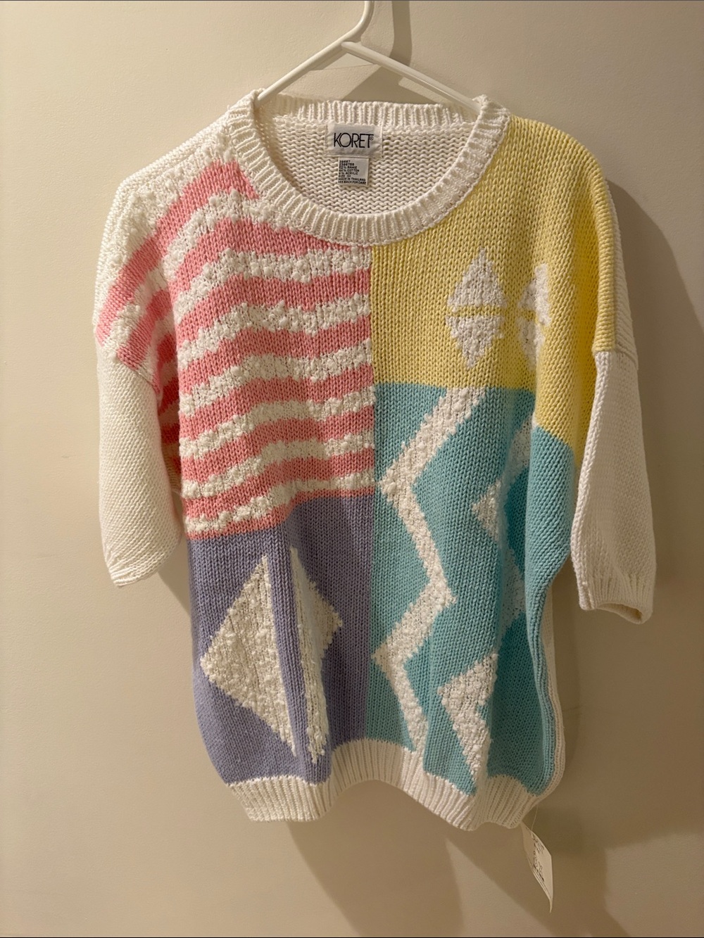 Koret Colorblock Patterned Crewneck Sweater - Pastel Multi